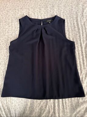 Nine West Navy Pleated Sleeveless Camisole